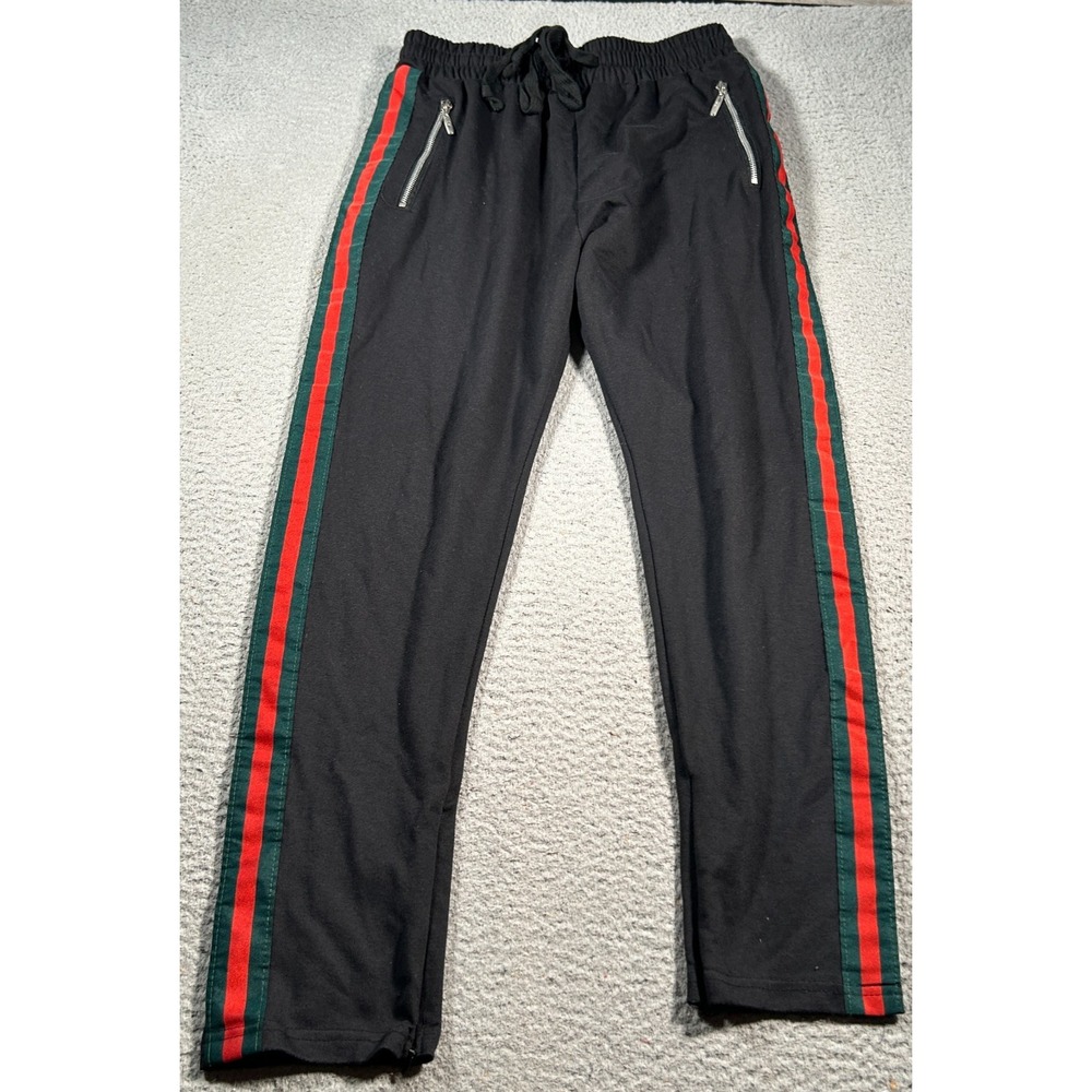 American Stitch Jogger Pants Mens Medium Black Drawstring Zip Pockets Ankle‎ Zip